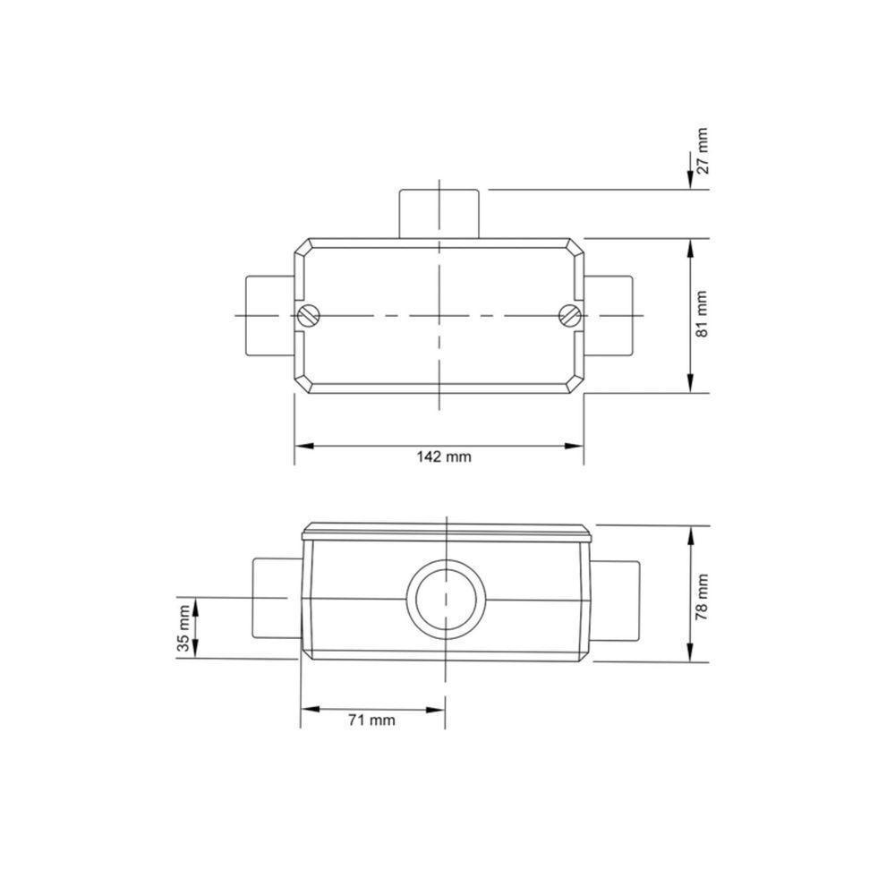 Condulete Fixo 1.1/2" Tipo "t" - Com Tampa / Sem Rosca / Sem Pintura Tramontina - 1