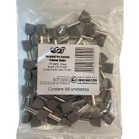 Terminal Pré-isolado Pino Tubular Duplo 4,0mm² - Cinza - 50 Unidades - 6