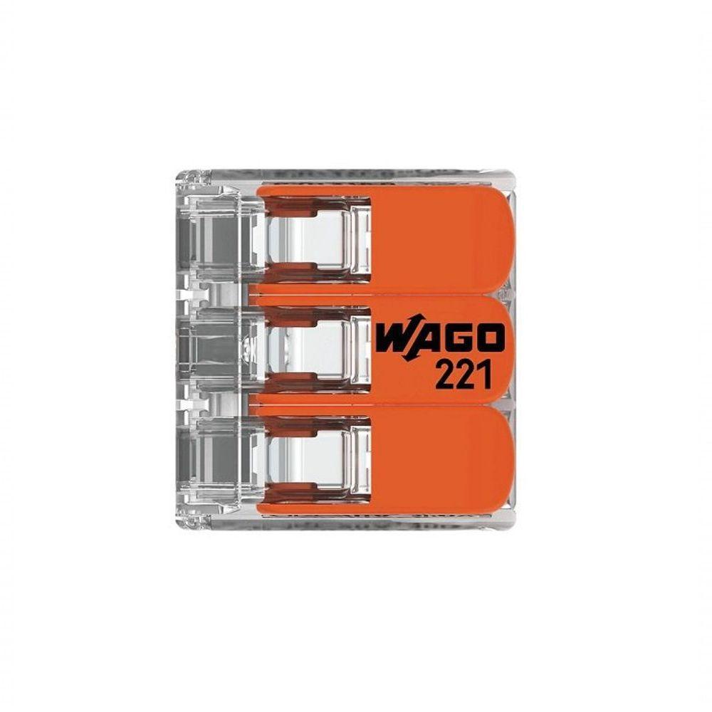 Conector Emenda Compacto Wago 221-413 - 3 Pólos Até 4mm² - 5