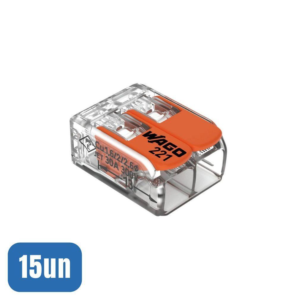 15 Conectores Automáticos Até 6,0mm 2 Polos 41a 221-612 - Wago - 2