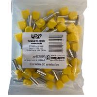 Terminal Pré-isolado Pino Tubular Duplo 6,0mm² - Amarelo - 50 Unidades - 6