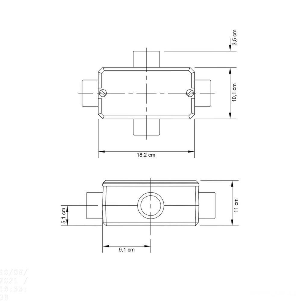 Condulete Fixo 2.1/2" Tipo "x" - Com Tampa / Sem Rosca / Sem Pintura Tramontina - 2