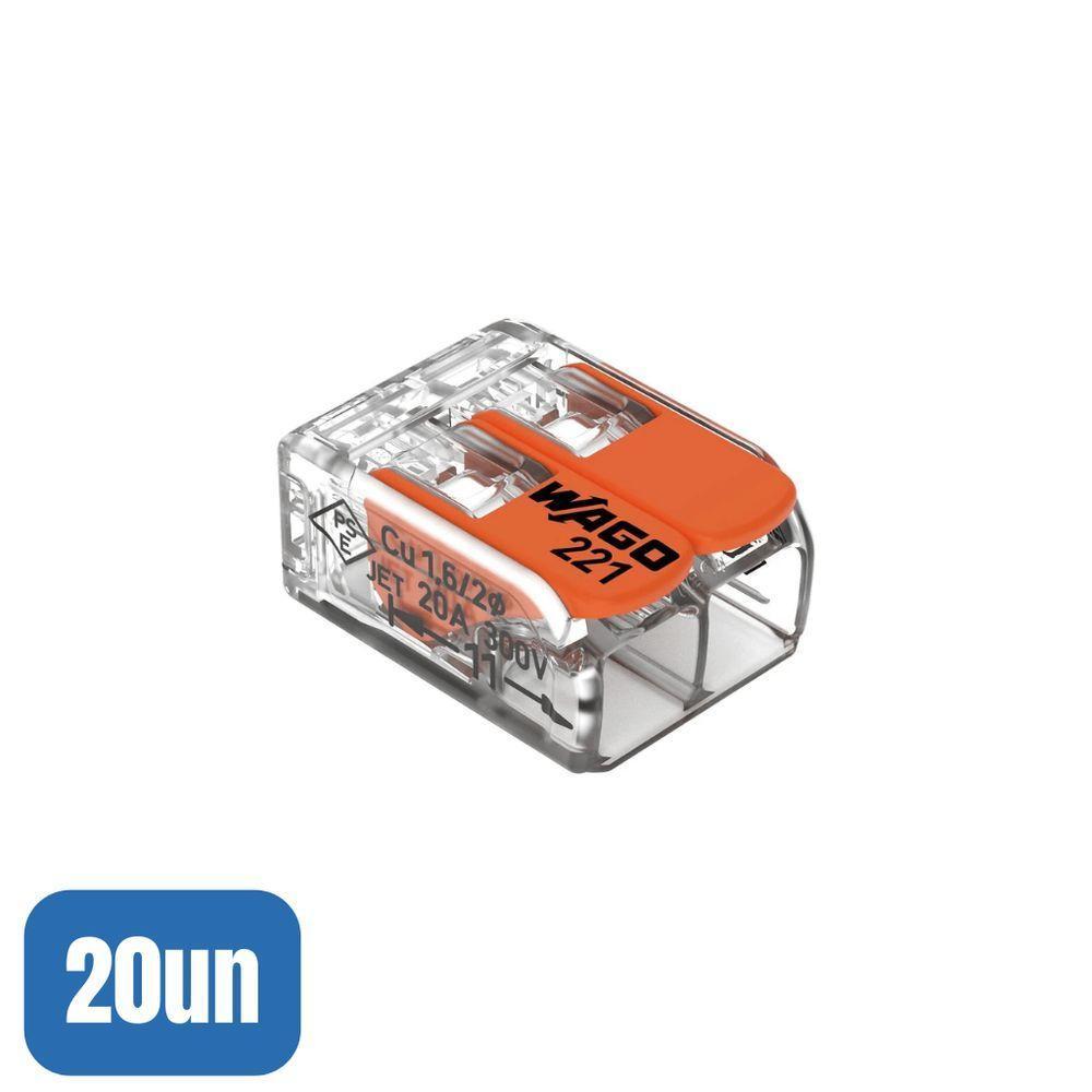 20 Conectores Emenda 2 Polos 221-412 - Wago - 2