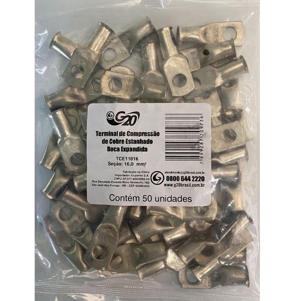 Terminal De Compressão Olhal Com Boca Expandida 16,0mm² - 50 Unidades - 10