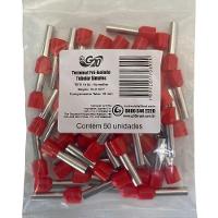 Terminal Pré-isolado Pino Tubular 10,0mm² - Vermelho - 50 Unidades - 5