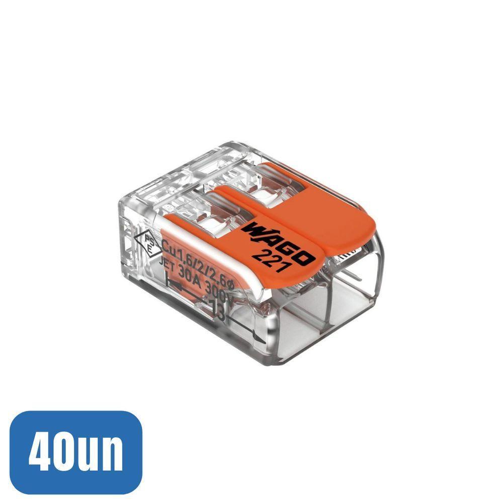 40 Conectores Automáticos Até 6,0mm 2 Polos 41a 221-612 - Wago - 1