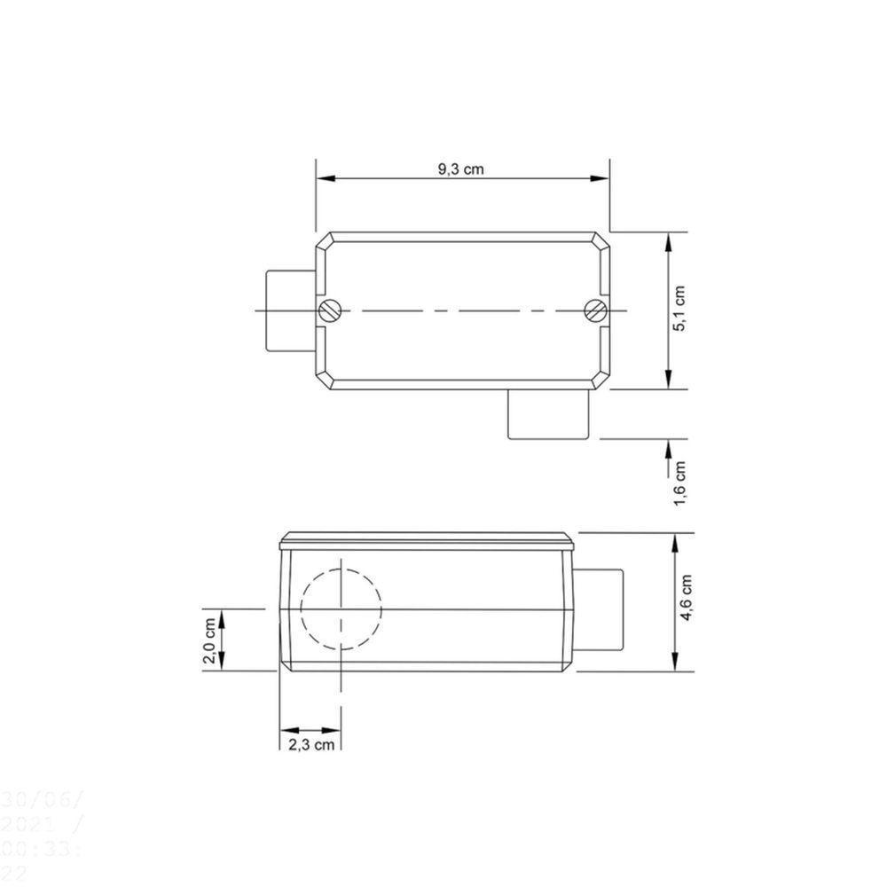 Condulete Fixo 3/4" Tipo "ll" - Com Tampa / Sem Rosca / Sem Pintura Tramontina - 2