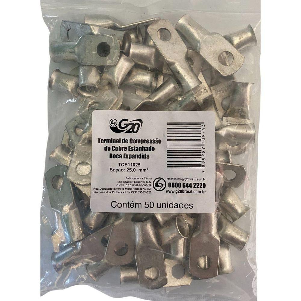 Terminal De Compressão Olhal Com Boca Expandida 25,0mm² - 50 Unidades - 10