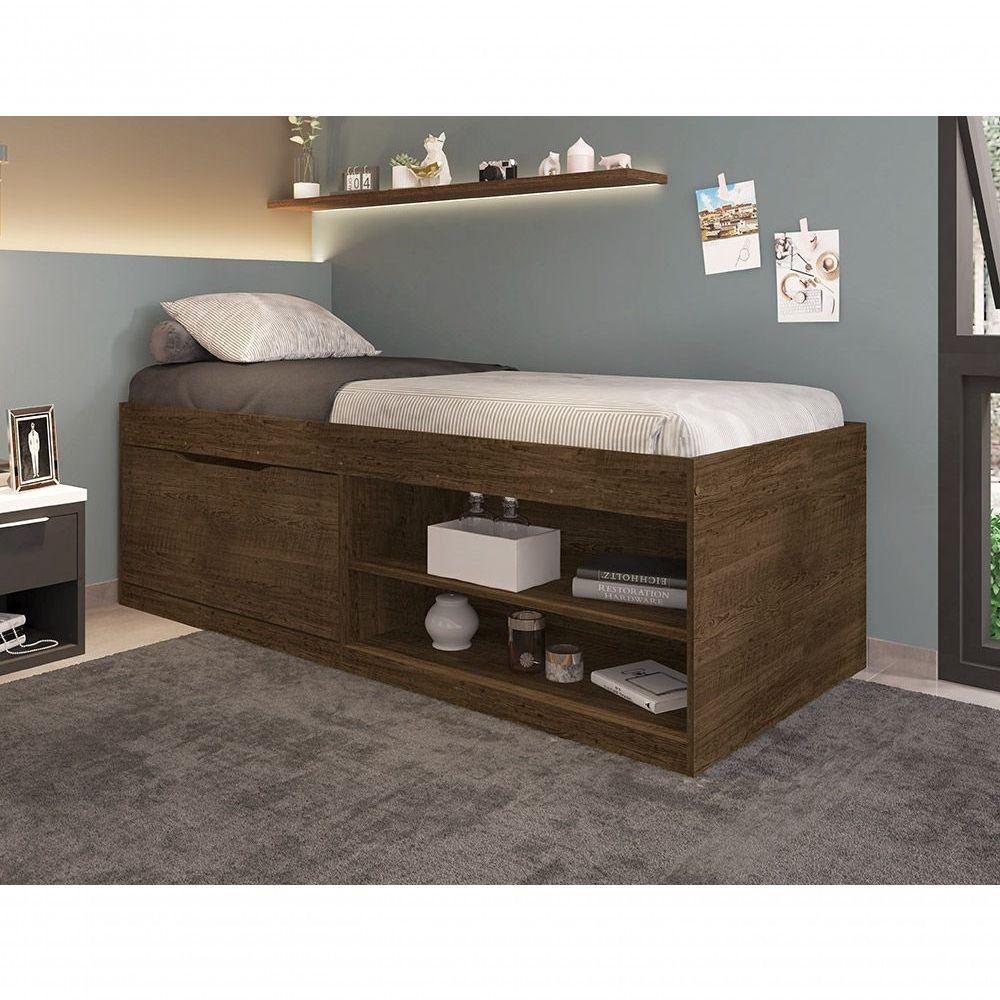 Cama Com Sapateira Solteiro 0,88 Malbec - 1