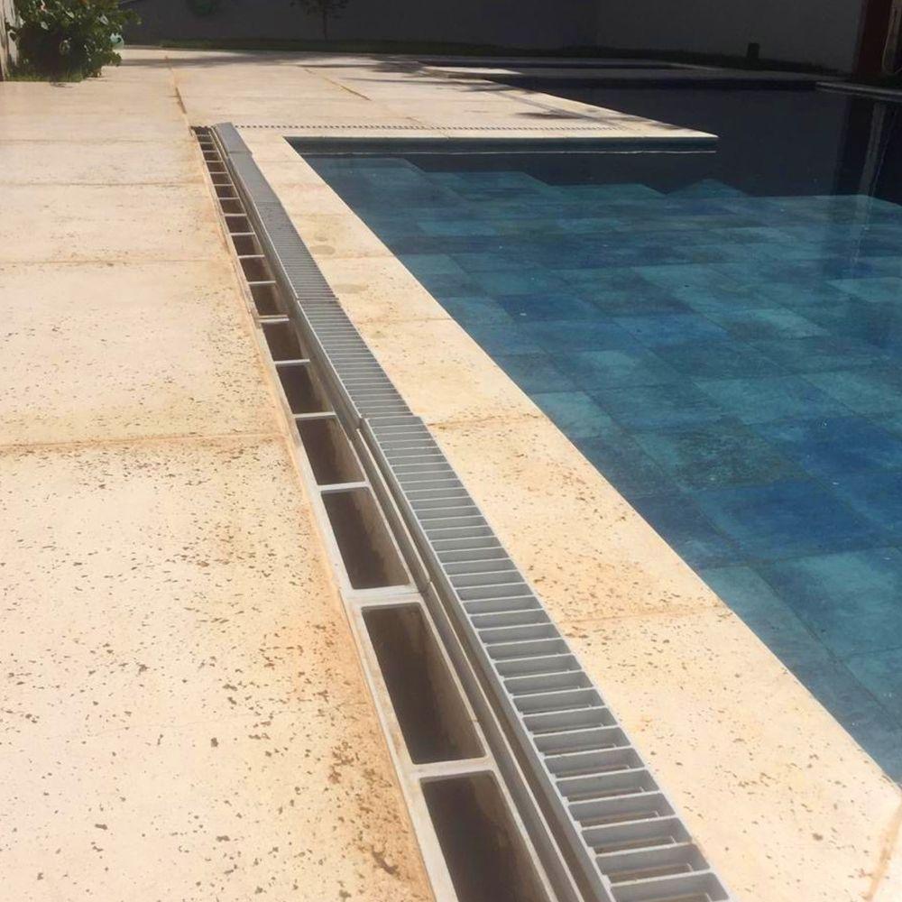 Ralo Grelha Linear Com Caixilho Alumínio Escovado 10X100Cm - 3