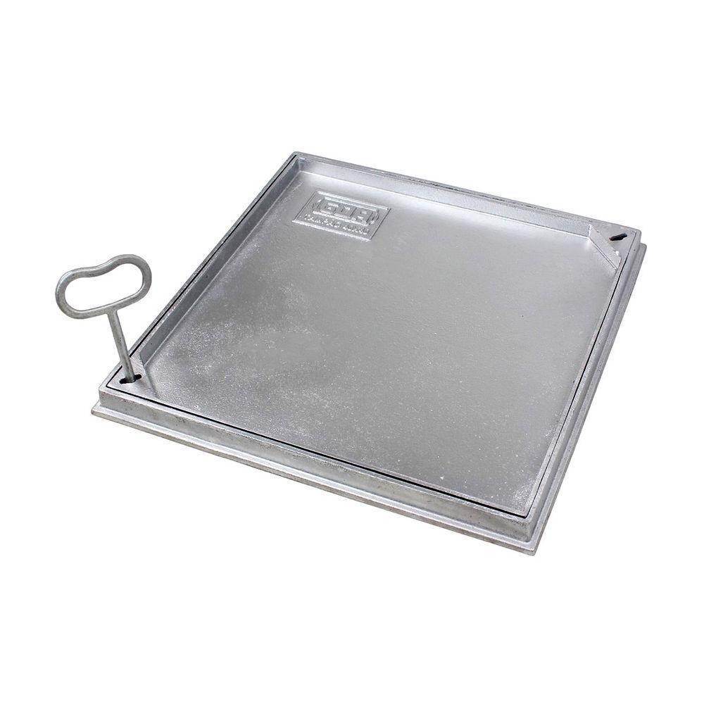 Tampa Tampão Chão Alumínio Fundido Simples Rebaixado 80X80Cm - 5