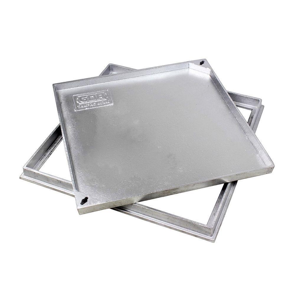 Tampa Tampão Chão Alumínio Fundido Simples Rebaixado 70X70Cm - 5