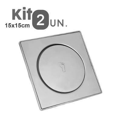 Ralo Click Inteligente 15x15 Aço Inox Kit 2 Uni Clic Pop