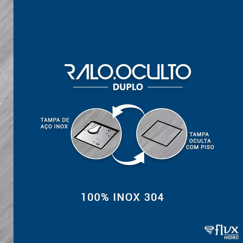 Ralo Oculto Duplo Quadrado 15x15cm Inox - 6