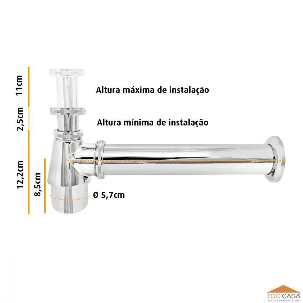 Sifão Para Pia De Cozinha 1.1/2 X 2 X 30Cm Em Latão Cromado - 2