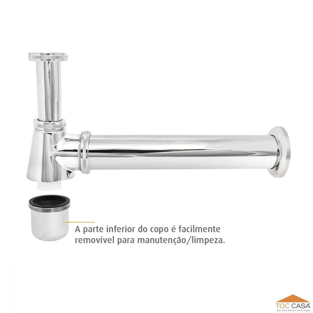 Sifão Para Pia De Cozinha 1.1/2 X 2 X 30Cm Em Latão Cromado - 4