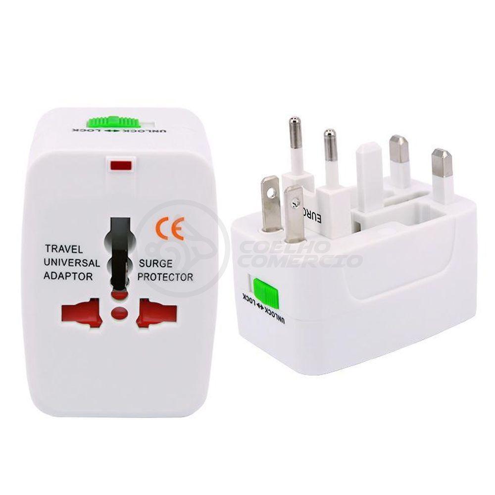 Adaptador Tomada Universal Padrão 150 Países Uk Europa Eua Asia Viagem Bivolt 110/220 Bivolt Aio - 1