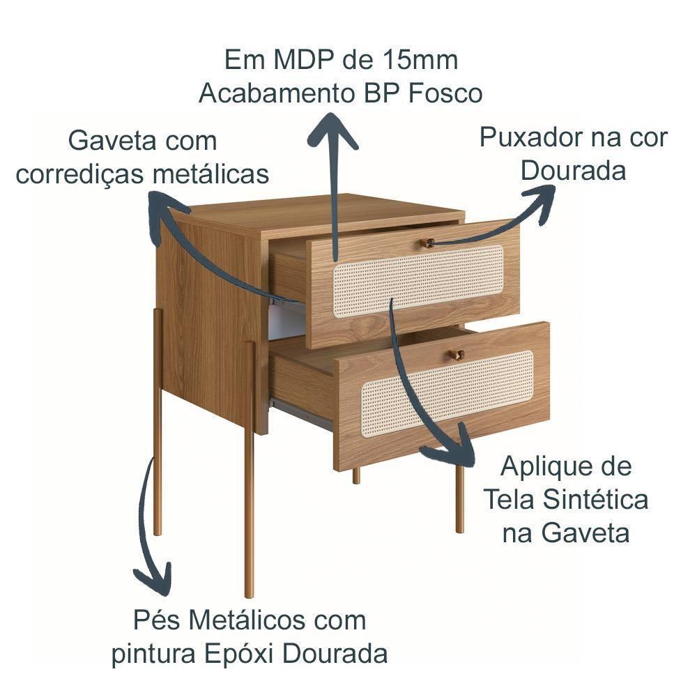 Kit 02 Mesas De Cabeceira Palhinha Oslo Hanover Artesano - 6