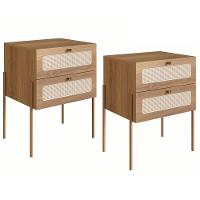 Kit 02 Mesas De Cabeceira Palhinha Oslo Hanover Artesano - 1