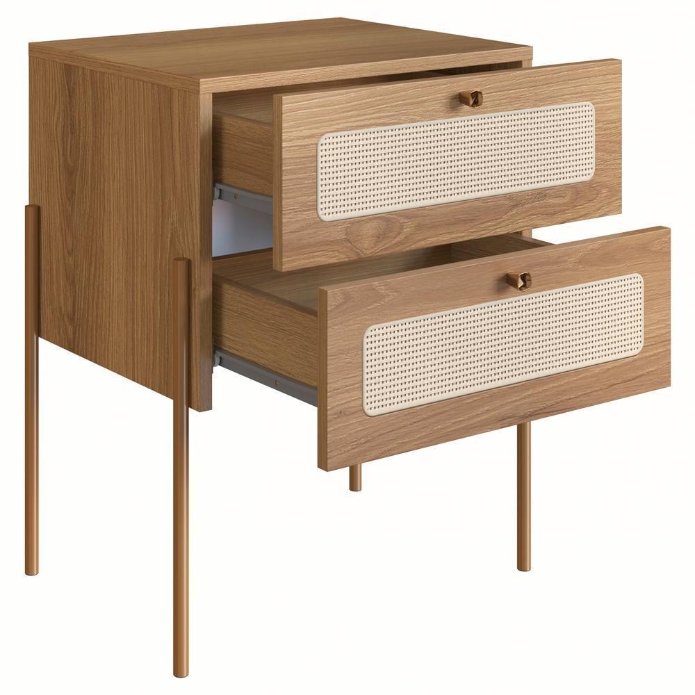 Mesa De Cabeceira 2 Gavetas Palhinha Hanover Artesano - 2