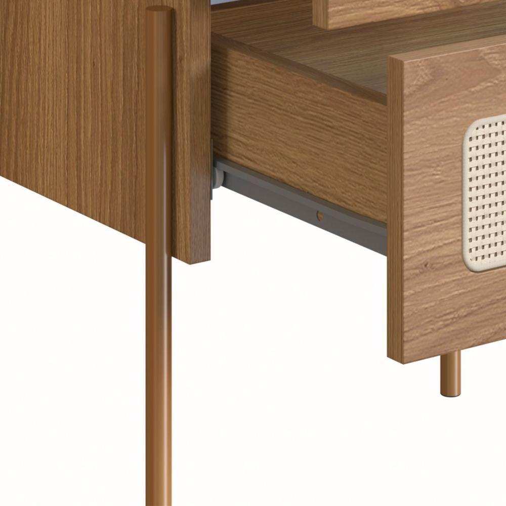 Mesa De Cabeceira 2 Gavetas Palhinha Hanover Artesano - 4