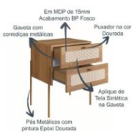 Mesa De Cabeceira 2 Gavetas Palhinha Hanover Artesano - 6