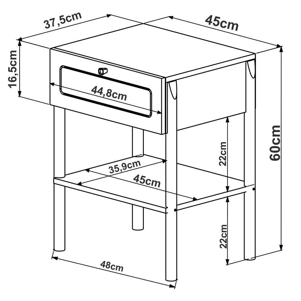 Kit 02 Mesas De Cabeceira 1Gv Palhinha Oslo Hanover Artesano - 6
