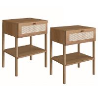 Kit 02 Mesas De Cabeceira 1Gv Palhinha Oslo Hanover Artesano - 1