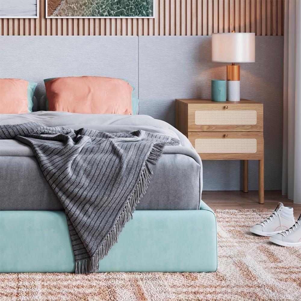 Mesa De Cabeceira 2 Gavetas Palhinha Hanover Artesano - 2