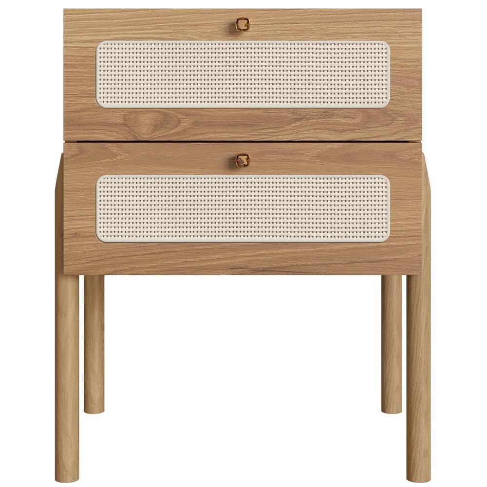 Mesa De Cabeceira 2 Gavetas Palhinha Hanover Artesano - 3