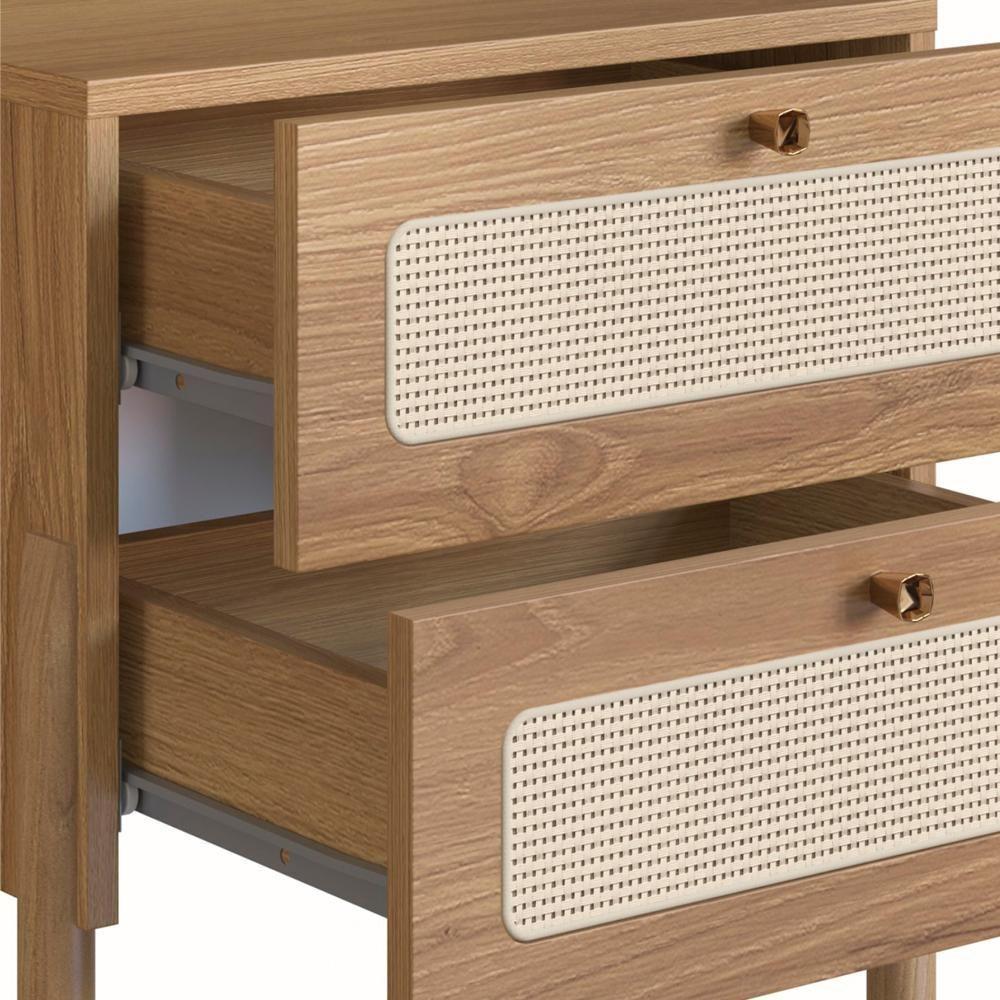 Mesa De Cabeceira 2 Gavetas Palhinha Hanover Artesano - 4