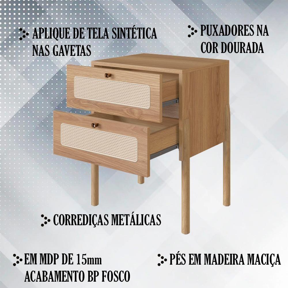 Kit 02 Mesas De Cabeceira Palhinha Oslo Hanover Artesano - 4