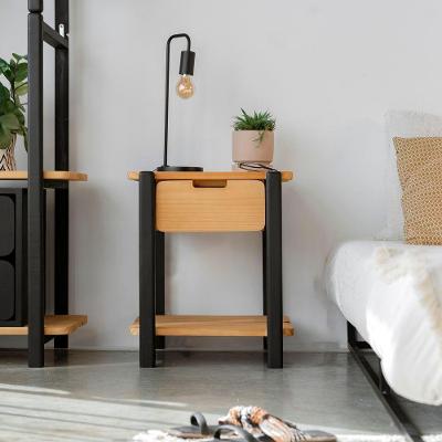 Mesa De Cabeceira Laguna 52,6ax45lx42p Em Madeira Cor Preto E Mel