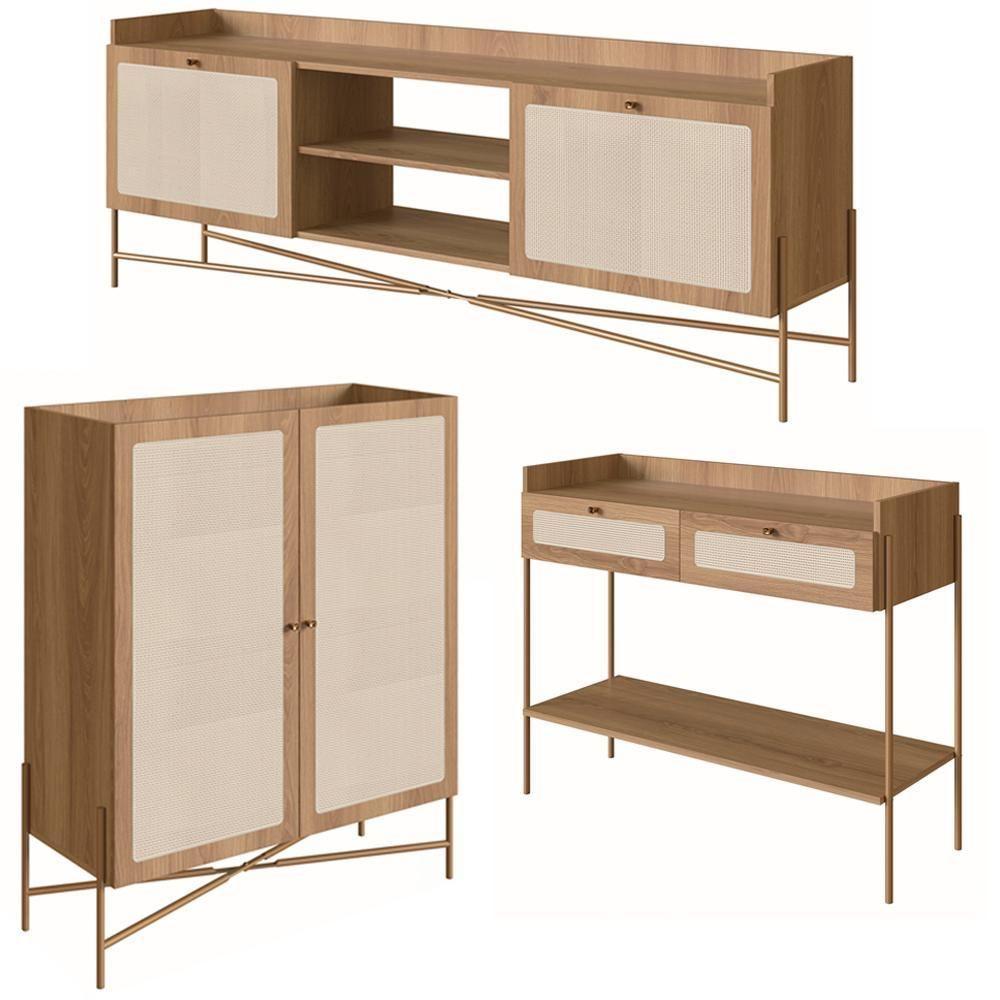 Conjunto P/ Sala 3Peças Palhinha Linha Oslo Hanover Artesano - 1