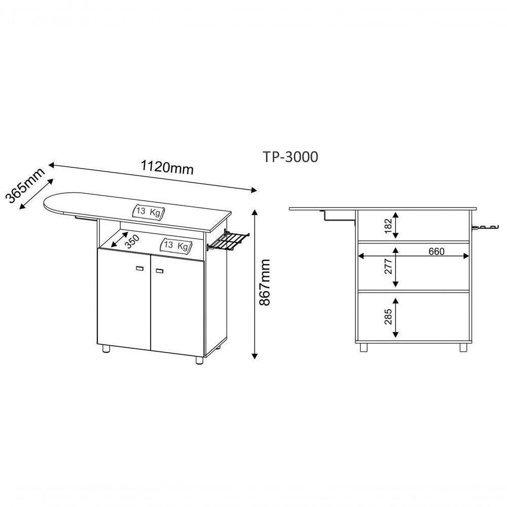 Tabua De Passar Roupa 2 Portas Tp3000 Branco Branco - 2