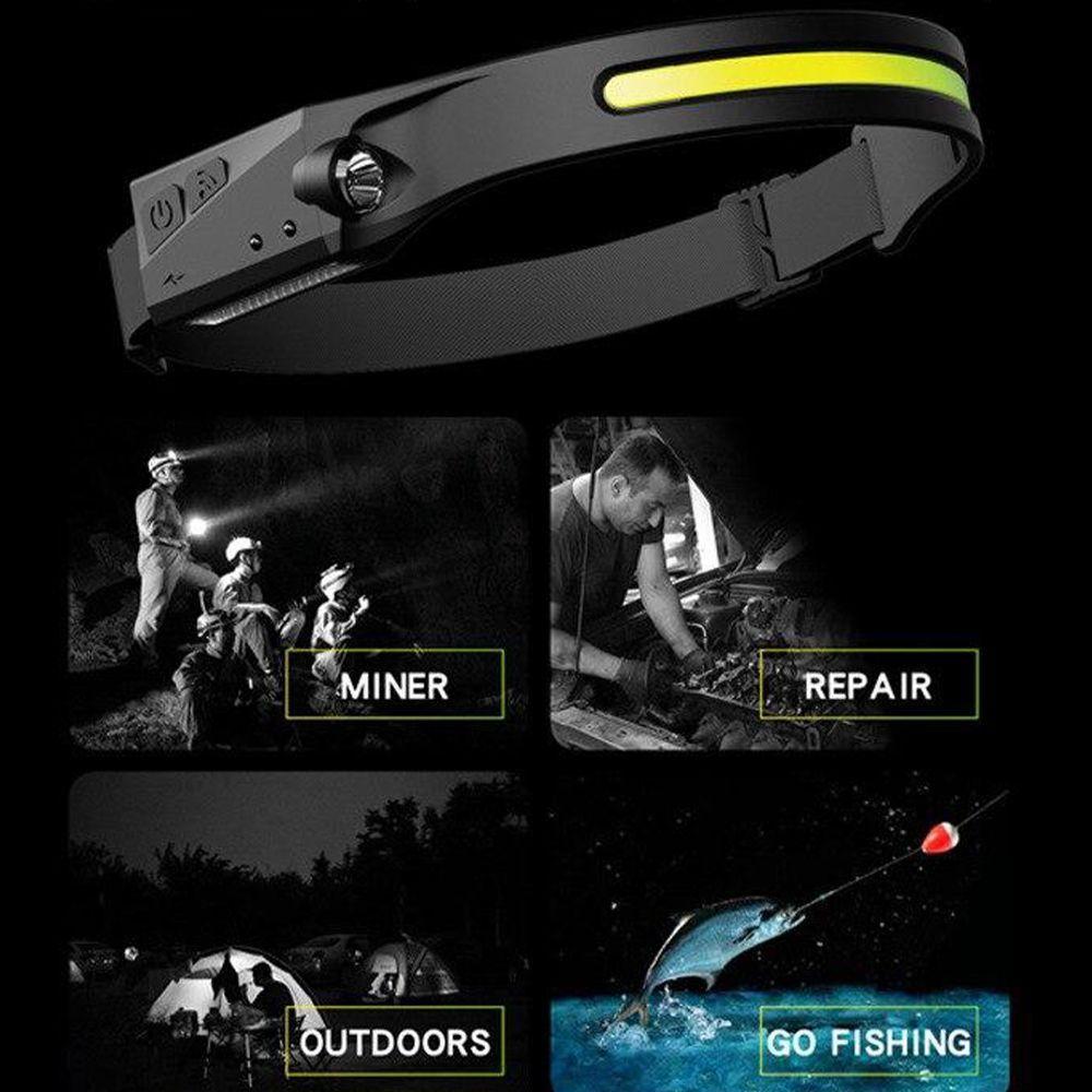 Lanterna De Cabeça Detector De Movimento Led Cob Xpe Multiuso Pesca Camping - 8