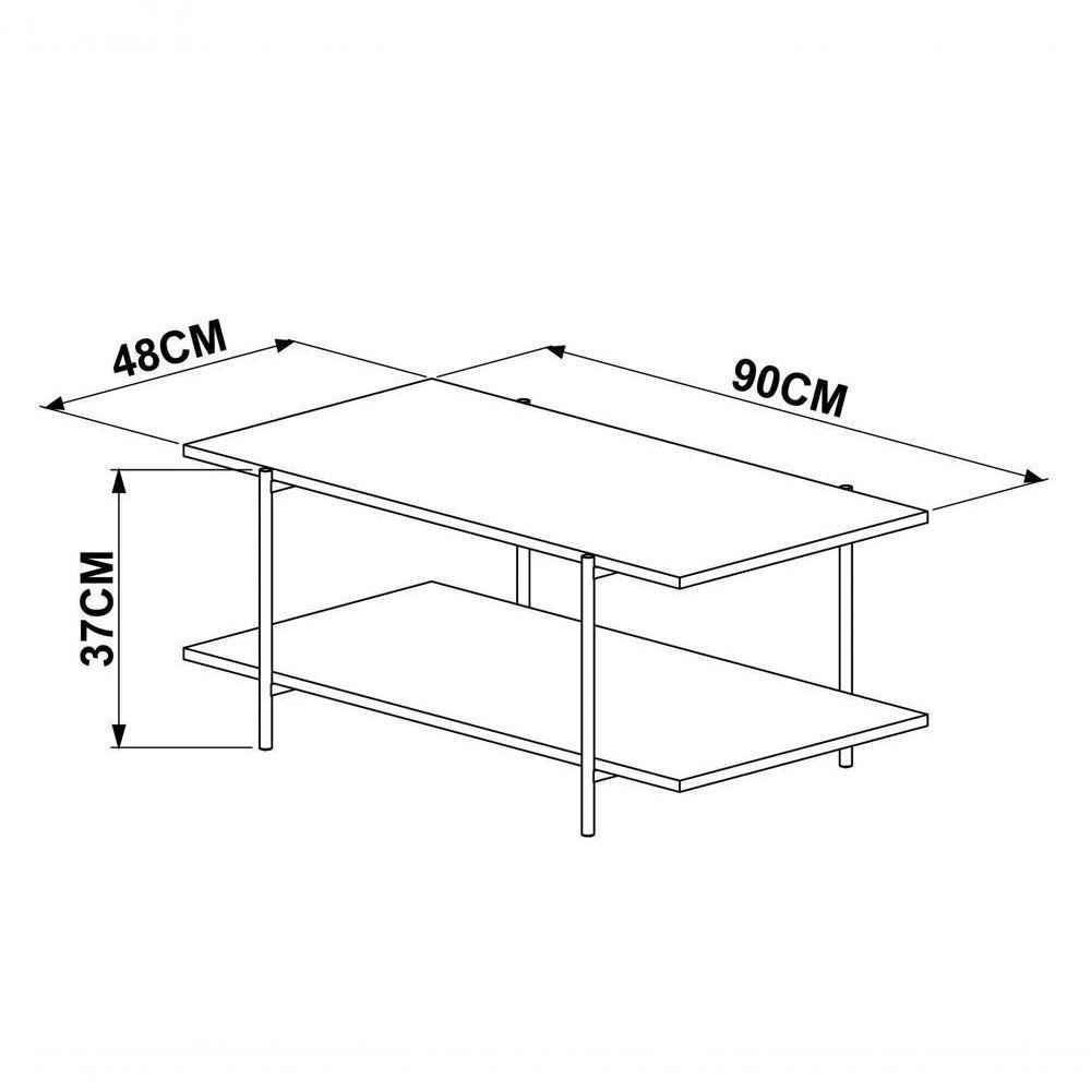 Mesa De Centro Para Sala 27870 Vermont Preto Fosco - 5