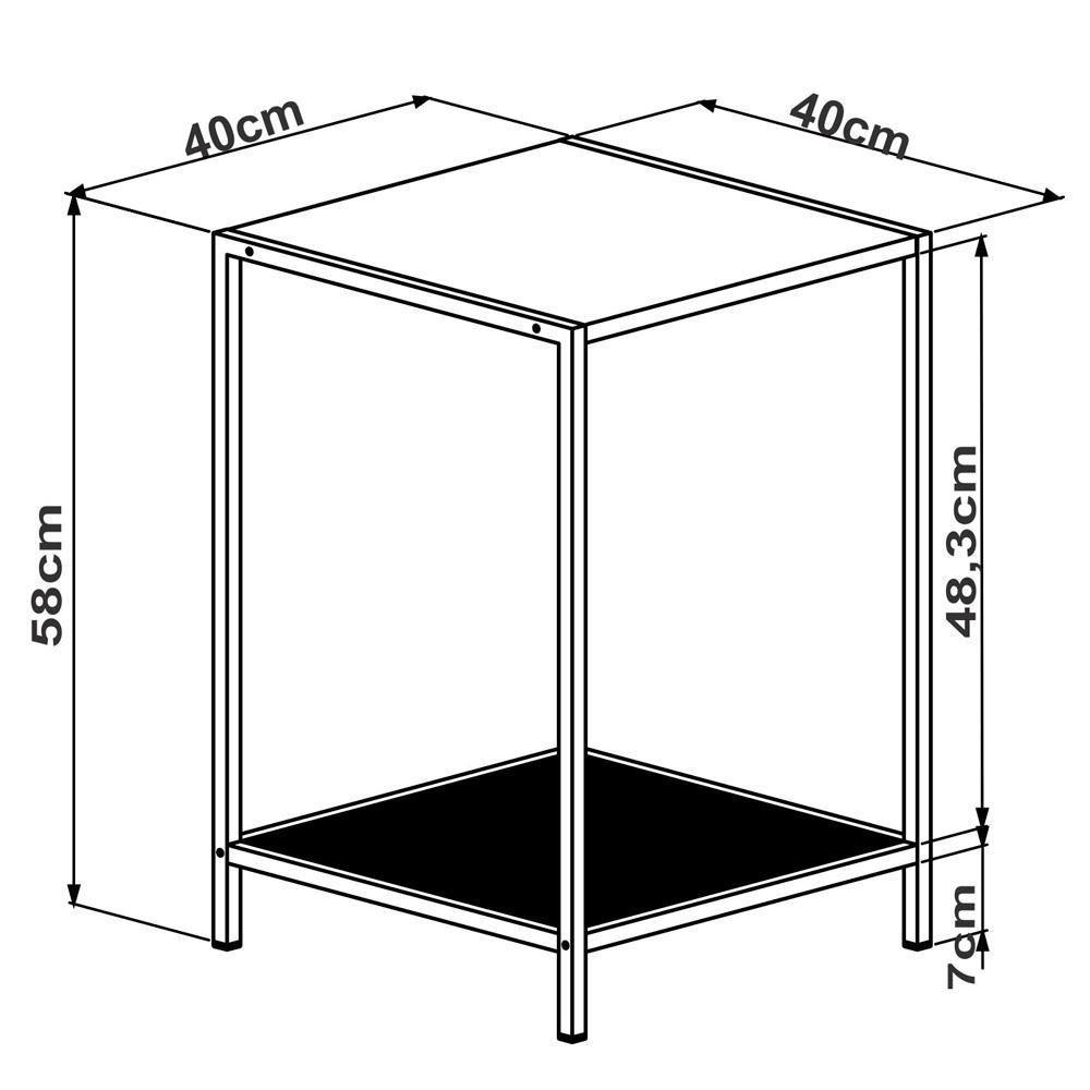 Mesa Lateral Quadrada 40X40Cm Est Aço York Hanover Hanover - 6