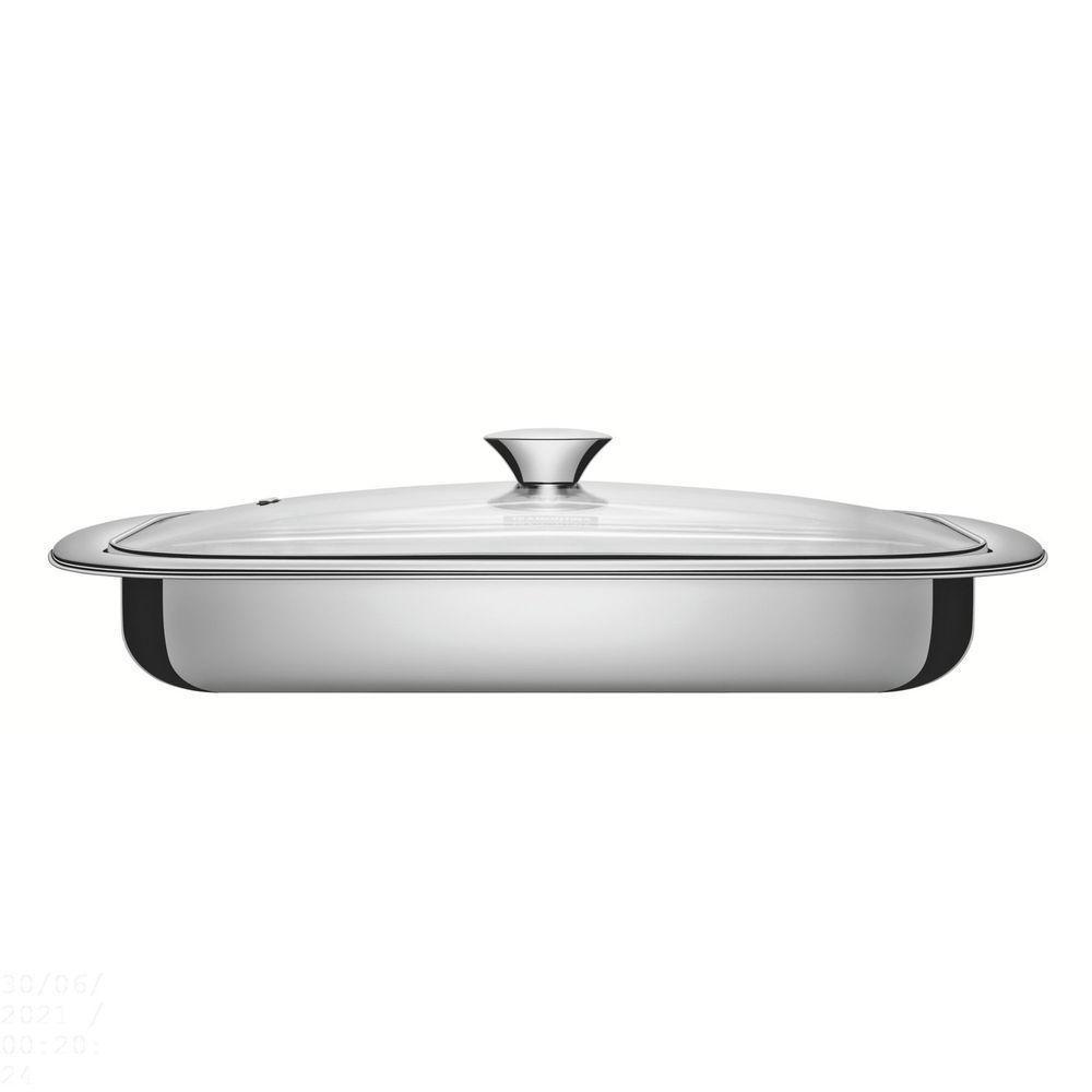 Assadeira Tramontina Cosmos Retangular Em Aço Inox Com Tampa De Vidro 39 Cm 3,2 L Tramontina - 1