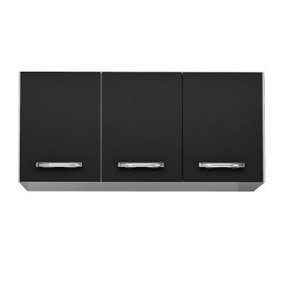 Armário Aéreo Honduras 03 Portas 120Cm Branco/Preto - Lumil Móveis