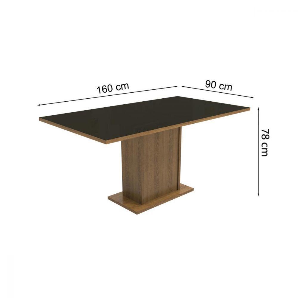 Mesa Retangular Rustic Preto Tampo de Vidro Madesa 5275 - 4