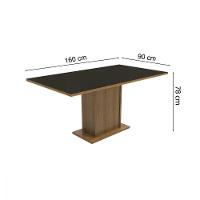 Mesa Retangular Rustic Preto Tampo de Vidro Madesa 5275