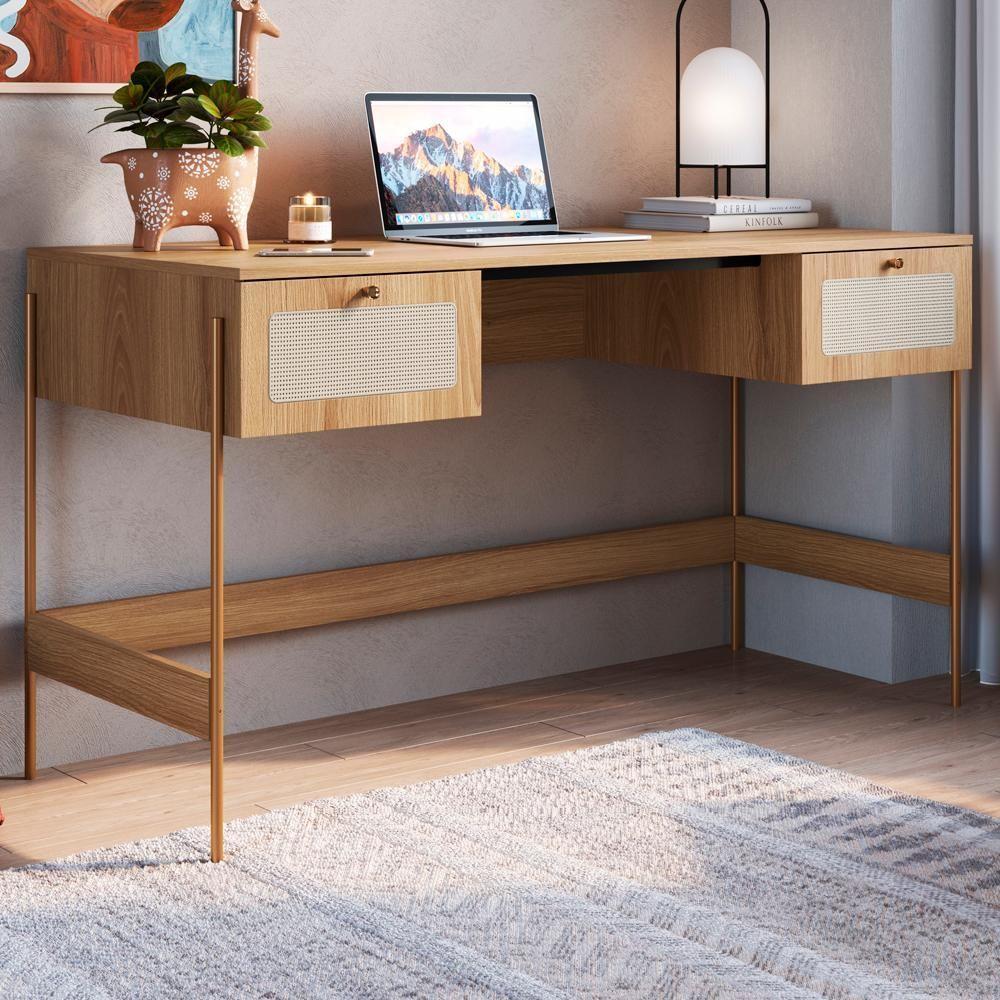 Escrivaninha 2 Gavetas Palhinha Linha Oslo Hanover Artesano - 8