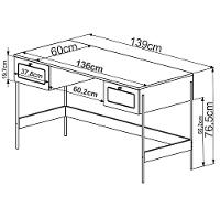 Escrivaninha 2 Gavetas Palhinha Linha Oslo Hanover Artesano - 6