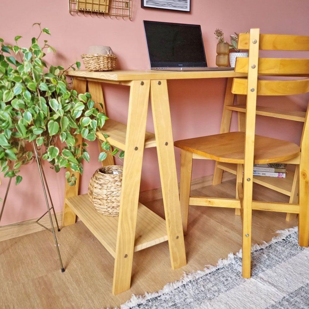 Mesa Com Cavaletes Com Prateleira 77Ax120Lx60P Cor Mel - 5