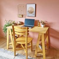 Mesa Com Cavaletes Com Prateleira 77Ax120Lx60P Cor Mel - 3