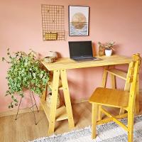 Mesa Com Cavaletes Com Prateleira 77Ax120Lx60P Cor Mel