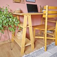 Mesa Com Cavaletes Com Prateleira 77Ax120Lx60P Cor Mel - 5