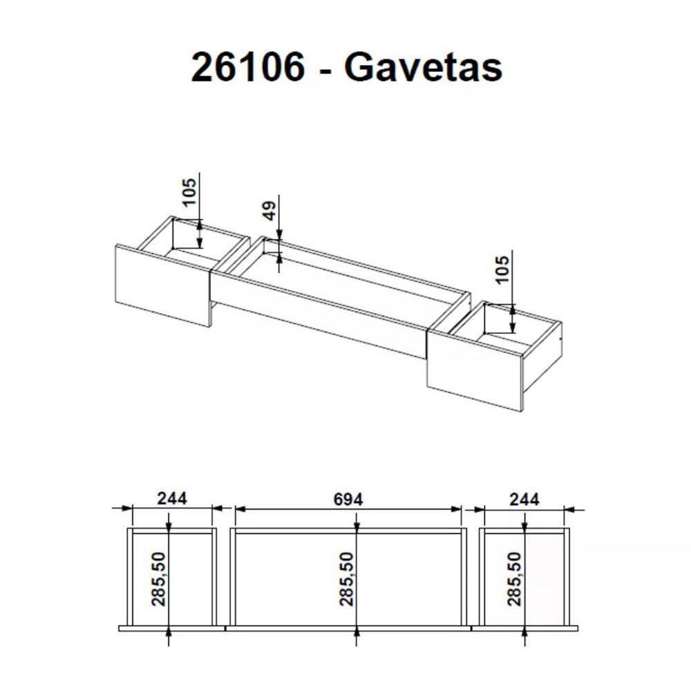Escrivaninha Para Escritorio 26106 Linha Trend Hanover Off W - 5