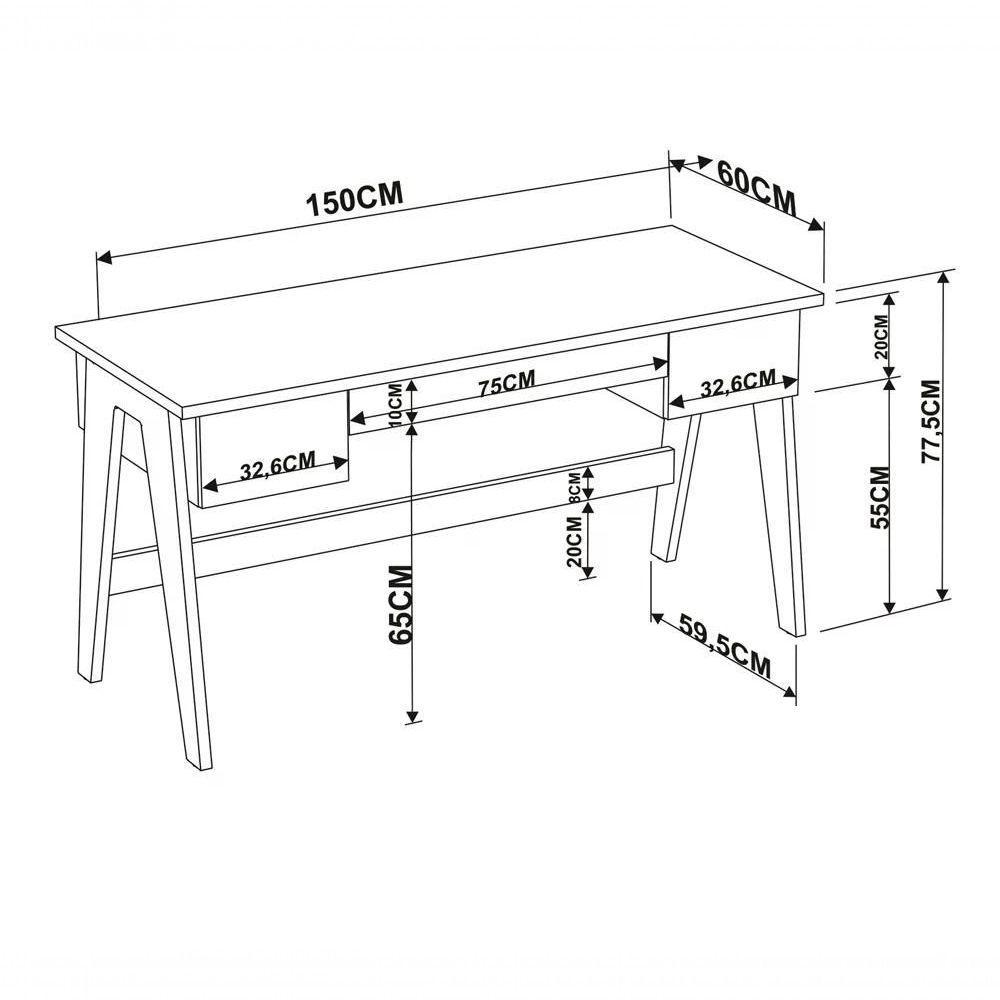 Escrivaninha Para Escritorio 26106 Linha Trend Hanover Off W - 9